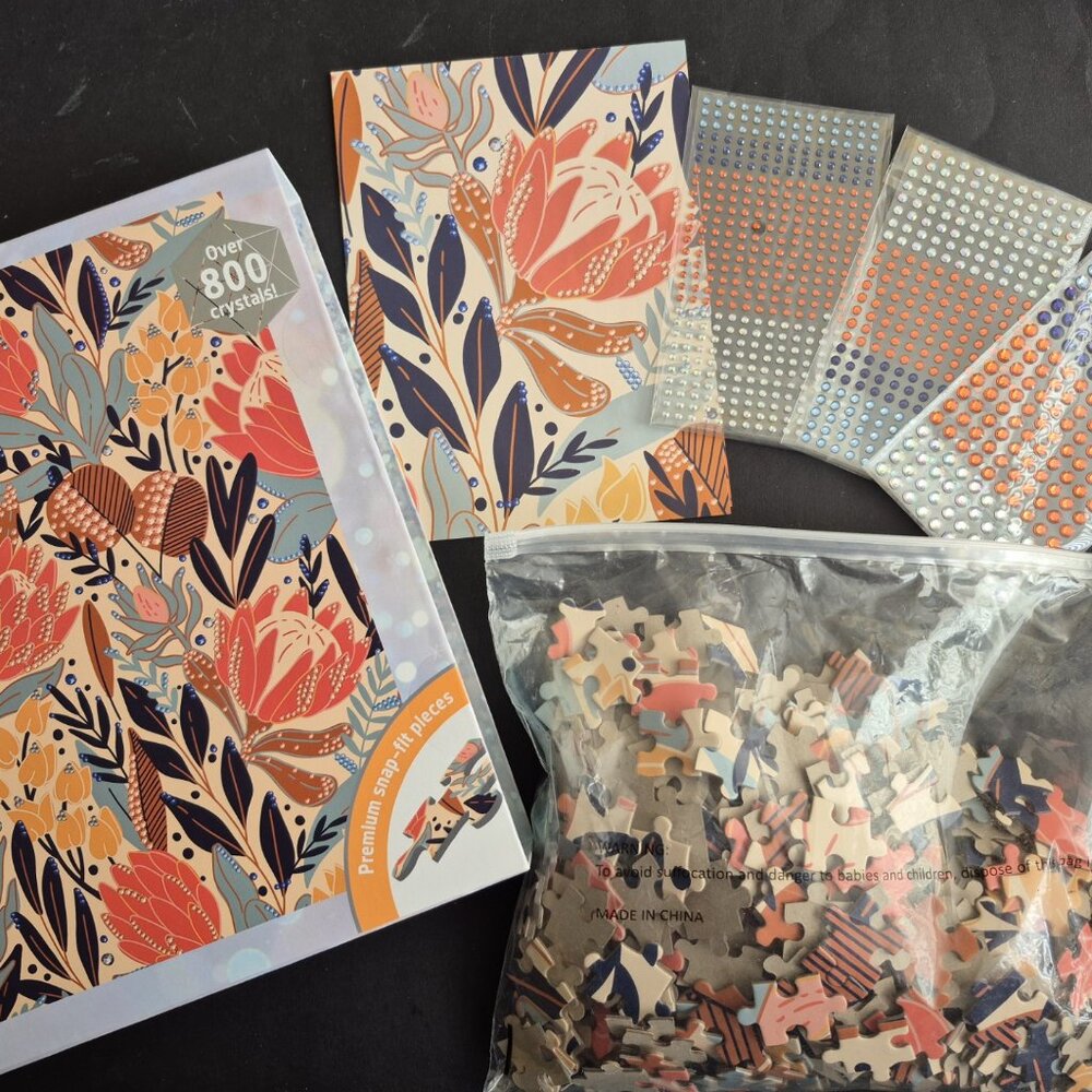 500 Piece "Beautiful Blooms" Jigsaw Puzzle With Crystals